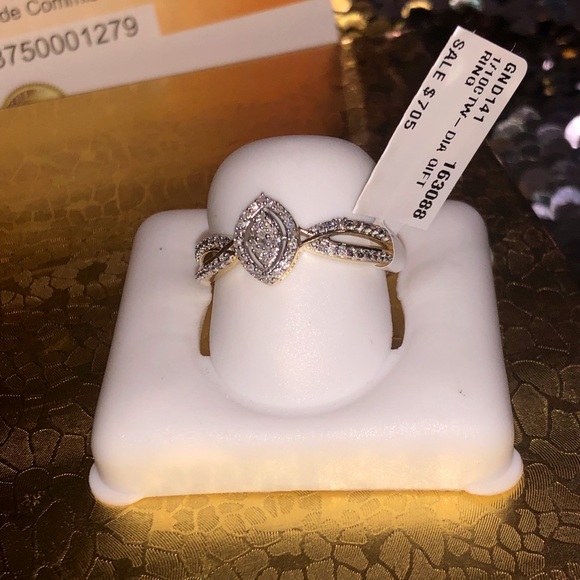 10k solid gold real diamond marquis engagement ring, not plated, free appraisal - Picture 10 of 11